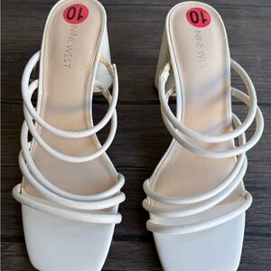 Nine West Cream Strappy Wedges